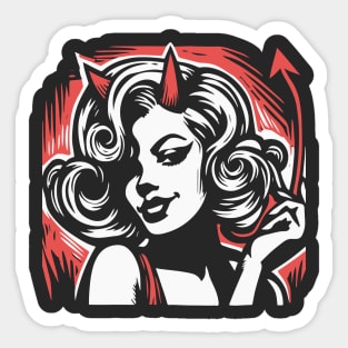 Retro Devil Girl Sticker